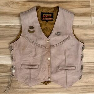 2003 Harley HOG Patch Vest Womens Small Hot Leathers Easyriders Pins Motorcycle